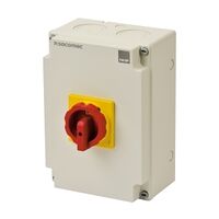 Socomec ISO Enclosed Isolator, IP 65 Plastic Yellow, Handle - Red, 3P 125A