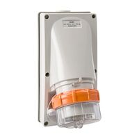 NHP ISO Appliance Inlet, 4 Round Pins 10A 500V AC, with Base 38mm, Grey