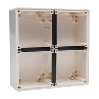 NHP ISO Back Box/Base, 4 Gang (2 x 2) - Large 63mm depth, Resistant White
