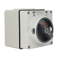 NHP ISO Surface Switch - Key, Lock in OFF, 2 Pole 20A 250V AC, w/ Base, Grey