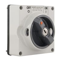 NHP ISO Surface Switch - Key, Lock in ON/OFF, 2 Pole 20A 250V AC, w/o Base, Grey