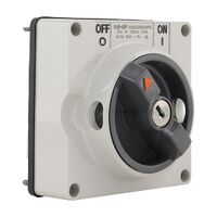 NHP ISO Surface Switch - Key, Lock in ON/OFF, 3 Pole 20A 500V AC, w/o Base, Grey