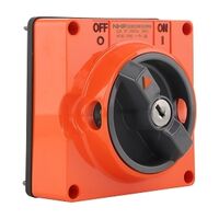 NHP ISO Surface Switch - Key, Lock in ON/OFF, 3 Pole 32A 500V AC, w/o Base, Resistant Orange