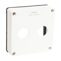 NHP ISO Cover - Cutout (2 x 22 5mm), 1 Gang - Shallow D38mm, Resistant White