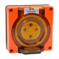 NHP ISO Socket Outlet, 4 Round Pins 20A 500V AC, w/o Base, Resistant Orange