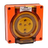 NHP ISO Socket Outlet, 5 Round Pins 10A 500V AC, w/o Base, Resistant Orange