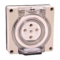 NHP ISO Socket Outlet, 5 Round Pins 20A 500V AC, w/o Base, Grey
