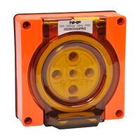 NHP ISO Socket Outlet, 5 Round Pins 50A 500V AC, w/o Base, Resistant Orange