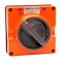 NHP ISO Surface Switch, 2 Pole 15A 250V AC, w/o Base, Resistant Orange
