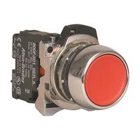 Sprecher and Schuh D7 Pushbutton 22.5 mm Complete Metal MOM Flush Red Cap Non Illuminated 1NC