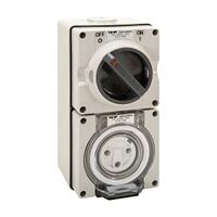 NHP ISO Switched Socket Outlet, 3 Round Pins 20A 250V AC, with Base, GY