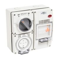 NHP ISO Switched Socket Outlet - RCD, 5 Round Pins 32A 500V AC, with Base, RW