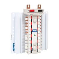 NHP POWERMAX DIN-T NC Busbar Chassis 250A 36 Way 2Pole Top Feed Red Black
