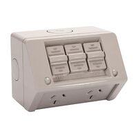 NHP NLINE General Purpose Switch Socket Outlet, IP53, Twin with Extra Switch, 15A 250V AC