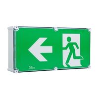 Stanilite Single Point Platinum Exit Lighting LED Jumbo Weather Proof Emergency Left