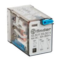 Finder 55 Series Miniature GP Relay 10A 2CO 125V DC Coil with PB plus LED plus Mech Indicator