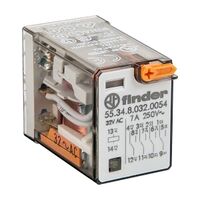 Finder 55 Series Miniature General Purpose Relay 7A 4CO 24V AC Coil with PB plus LED plus Mech Ind