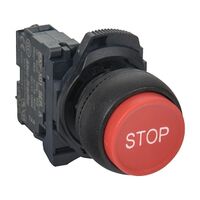 Allen-Bradley 800F Pushbutton 22.5mm Complete Plastic MOM EXT HD Red STOP Non Illum 1NC Contact