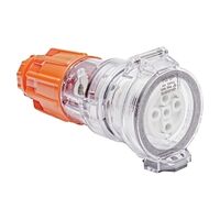 NHP ISO Extension Socket, 5 Round Pins 10A 500V AC, Electric Orange