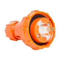 NHP ISO Plug - Straight, 2 Flat Pins 1 Round Earth, 10A 250V AC, Resistant Orange