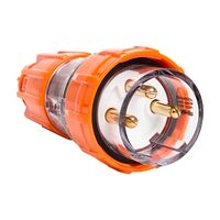 NHP ISO Plug - Straight, 3 Round Pins, 32A 250V AC, Electric Orange