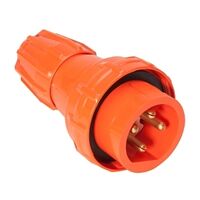 NHP ISO Plug - Straight, 4 Round Pins, 10A 500V AC, Resistant Orange