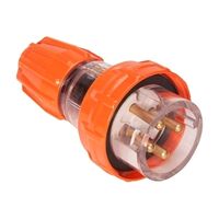 NHP ISO Plug - Straight, 4 Round Pins, 20A 500V AC, Electric Orange