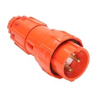 NHP ISO Plug - Straight, 4 Round Pins, 50A 500V AC, Resistant Orange