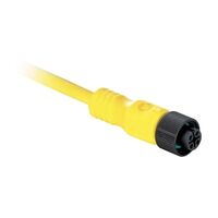 AB 889D Cordset PVC Yellow 4 Pin 22AWG DC Micro Male Straight DC Micro Female R-Angle 1m