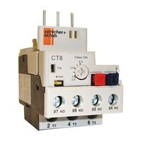 S+S CT8 Thermal Overload Relay 2.9 to 4A Direct Mount Manual or Auto Reset for CA8 9 and 12A