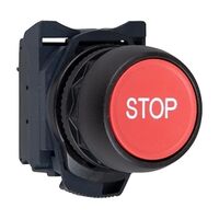 Sprecher and Schuh D7 Pushbutton 22.5 mm Complete Plastic MOM Flush Red Cap STOP Non Ill 1NC