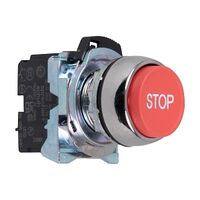 Sprecher and Schuh D7 Pushbutton 22.5 mm Complete Metal MOM Extended Red Cap STOP Non Ill MC 1NC