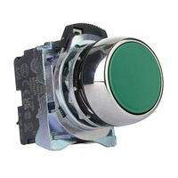 Sprecher and Schuh D7 Pushbutton 22.5 mm Complete Metal MOM Flush Green Cap Non Illuminated 1NO