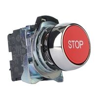 Sprecher and Schuh D7 Pushbutton 22.5 mm Complete Metal MOM Flush Red Cap STOP Non Illuminated 1NC