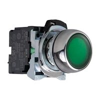 Sprecher and Schuh D7 Pushbutton 22.5 mm Complete Metal MOM Flush Green Lens Cap 24V Illuminated 1NO
