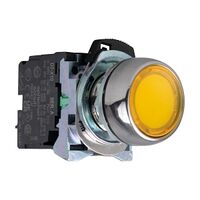 Sprecher and Schuh D7 Pushbutton 22.5 mm Complete Metal MOM Flush YLW Lens Cap 24V Illuminated 1NO