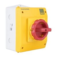 Socomec ISO Enclosed Isolator, IP 65 Plastic Yellow, Handle - Red, 4P 63A