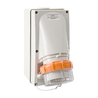 NHP ISO Appliance Inlet, 5 Round Pins 50A 500V AC, w/ Base 63mm, Grey