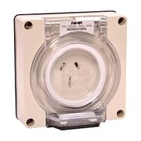 NHP ISO Socket Outlet, 3 Flat Pins 15A 250V AC, w/o Base, Grey