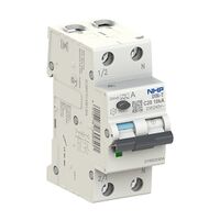 NHP DIN-T Residual Current Breaker RCBO 10kA 1 Pole and Switched Neutral 6A C Curve 30mA Type F