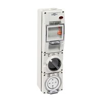 NHP ISO Switched Socket Outlet - RCD, 5 Round Pins 20A 500V AC, with Base - Inline, RW