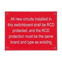 NHP Concept Panelboard Accessory Label Rcd Warning Type D 100 x 75mm White On Red