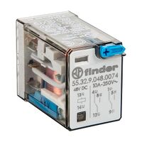 Finder 55 Series Miniature GP Relay 10A 2CO 48V DC Coil with PB plus LED plus Mech Indicator