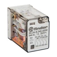 Finder 55 Series Miniature General Purpose Relay 7A 4CO 240V AC Coil Gold Contacts