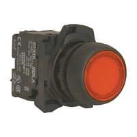 Sprecher and Schuh D7 Pushbutton 22.5 mm Hangsell PK PLT MOM Flush Red Lens Cap Illuminated 24V 1NC