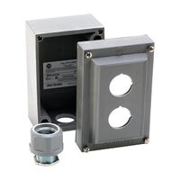 Allen-Bradley 800H Enclosure Rosite Glass Poly 2 Holes 3 4 Inch Conduit Entry for 30.5mm Pushbutton