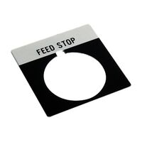 Allen-Bradley 800T Legend Plate 46 x 47mm Grey FEED STOP for 30.5mm Pushbutton