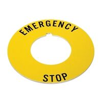 Allen-Bradley 800T Legend Plate IEC RING Yellow EMERGENCY STOP for 30.5mm Pushbutton
