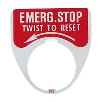 Austrol N100 Legend Plate Emerg Stop Twist To Reset For E Stop Mushroom