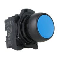 Sprecher and Schuh D7 Pushbutton 22.5 mm Complete Plastic MOM Flush Blue Cap Non Illuminated 1NO
